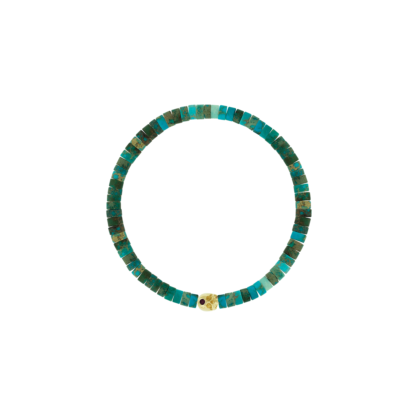 Luis Morais Third Eye Chakra Skull on Gemstone Beaded Bracelet