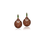 Silvia Furmanovich Carved Wood Earrings with Green Tourmaline and Diamond