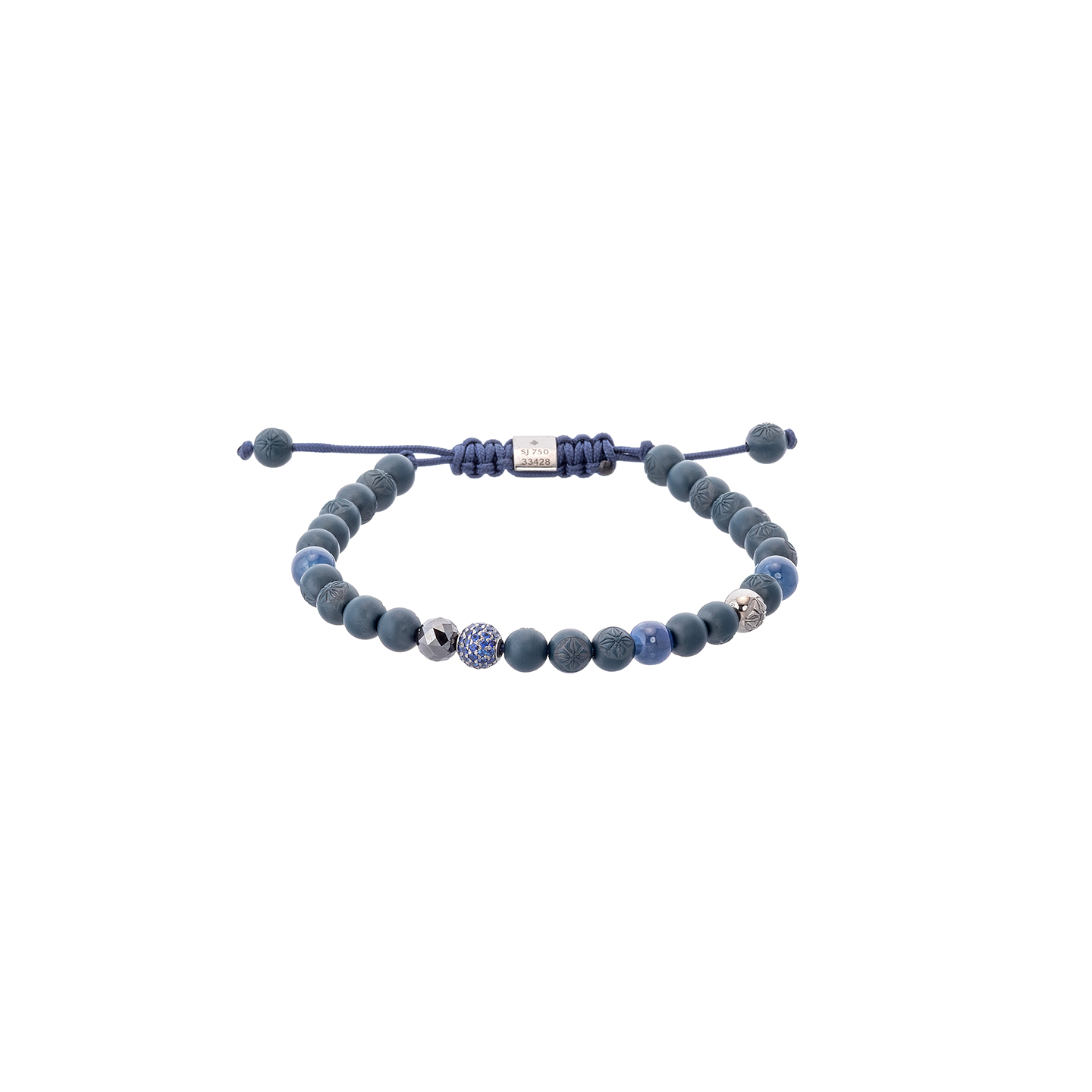 Shamballa Jewels 6mm Ceramic and Blue Sapphire Non-Braided Bracelet