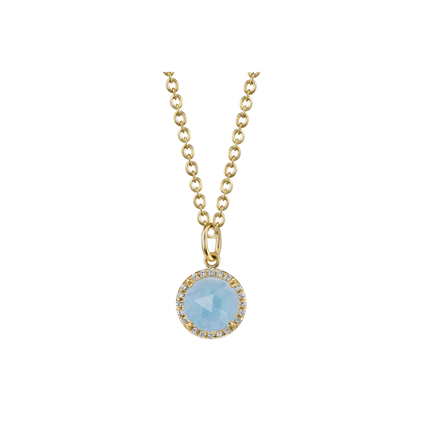 Irene Neuwirth Pave Halo Large Classic Aquamarine Pendant