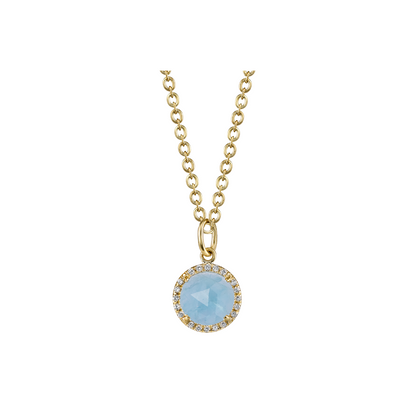 Irene Neuwirth Pave Halo Large Classic Aquamarine Pendant