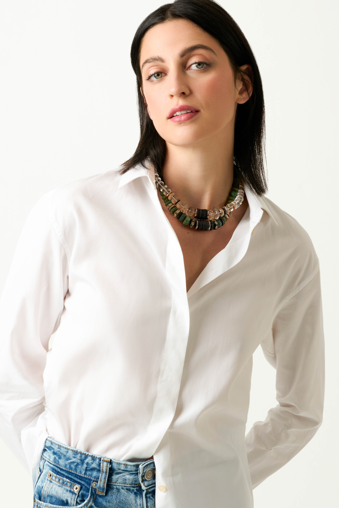 Dezso 15mm Crystal Quartz Puka Necklace