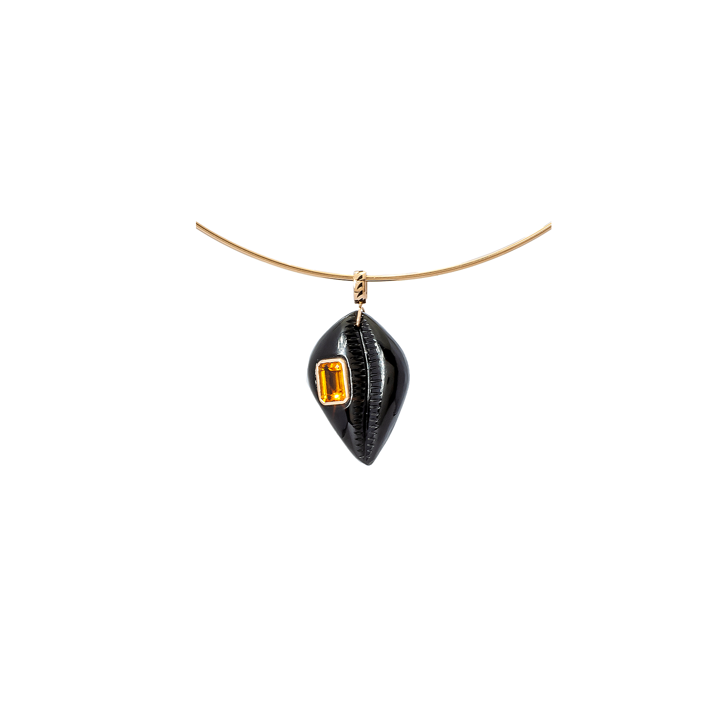 Dezso Medio Onyx Cowry Charm with Citrine