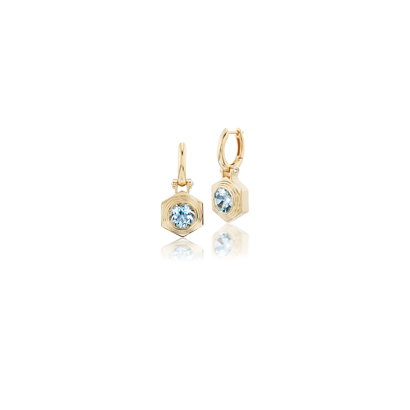 Harwell Godfrey 'Hexed' Aquamarine Drop Huggies