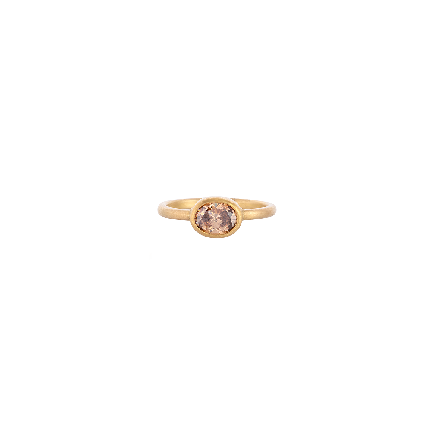 Caroline Ellen Faceted Oval Cognac Diamond Ring