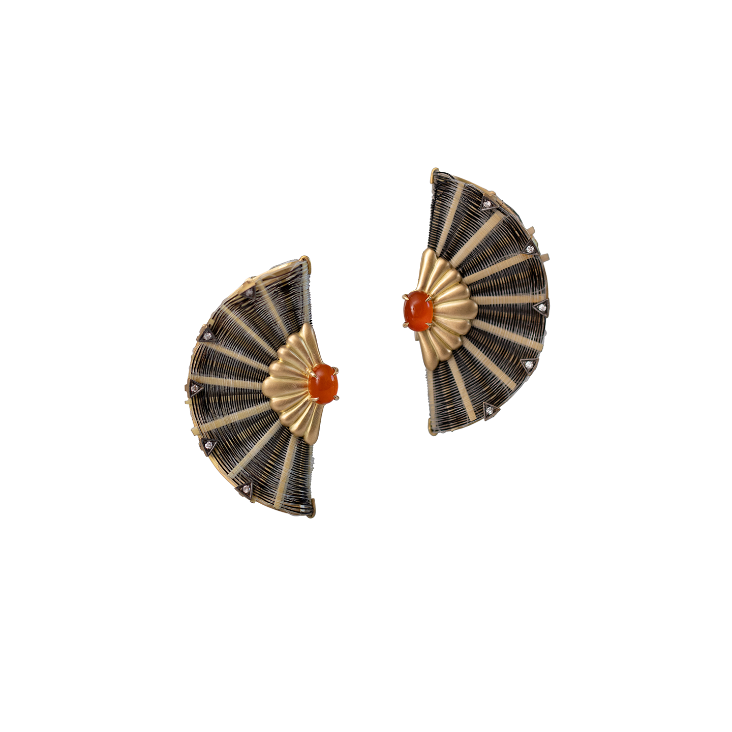 Silvia Furmanovich Fan Horse Mane Earrings with Carnelian