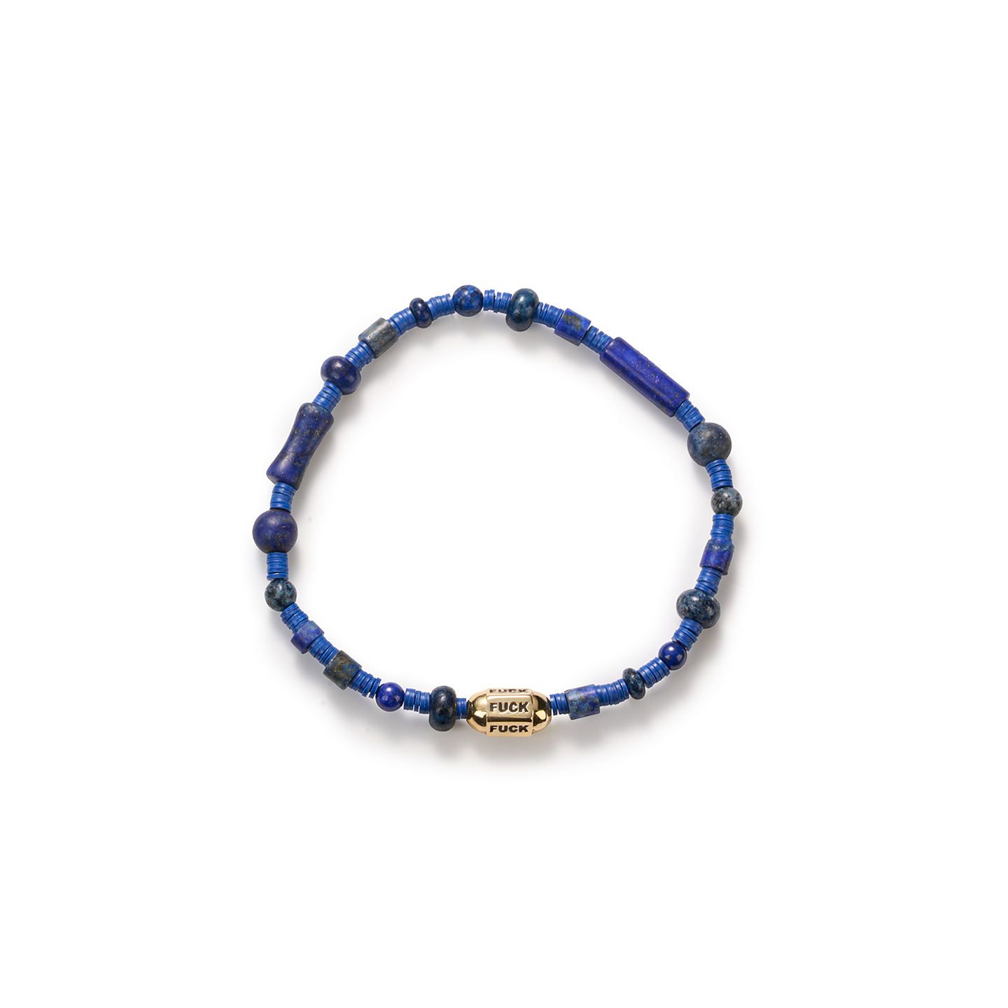 Luis Morais 'Fuck' Bolt Bead on Lapis and Vinyl Beaded Bracelet