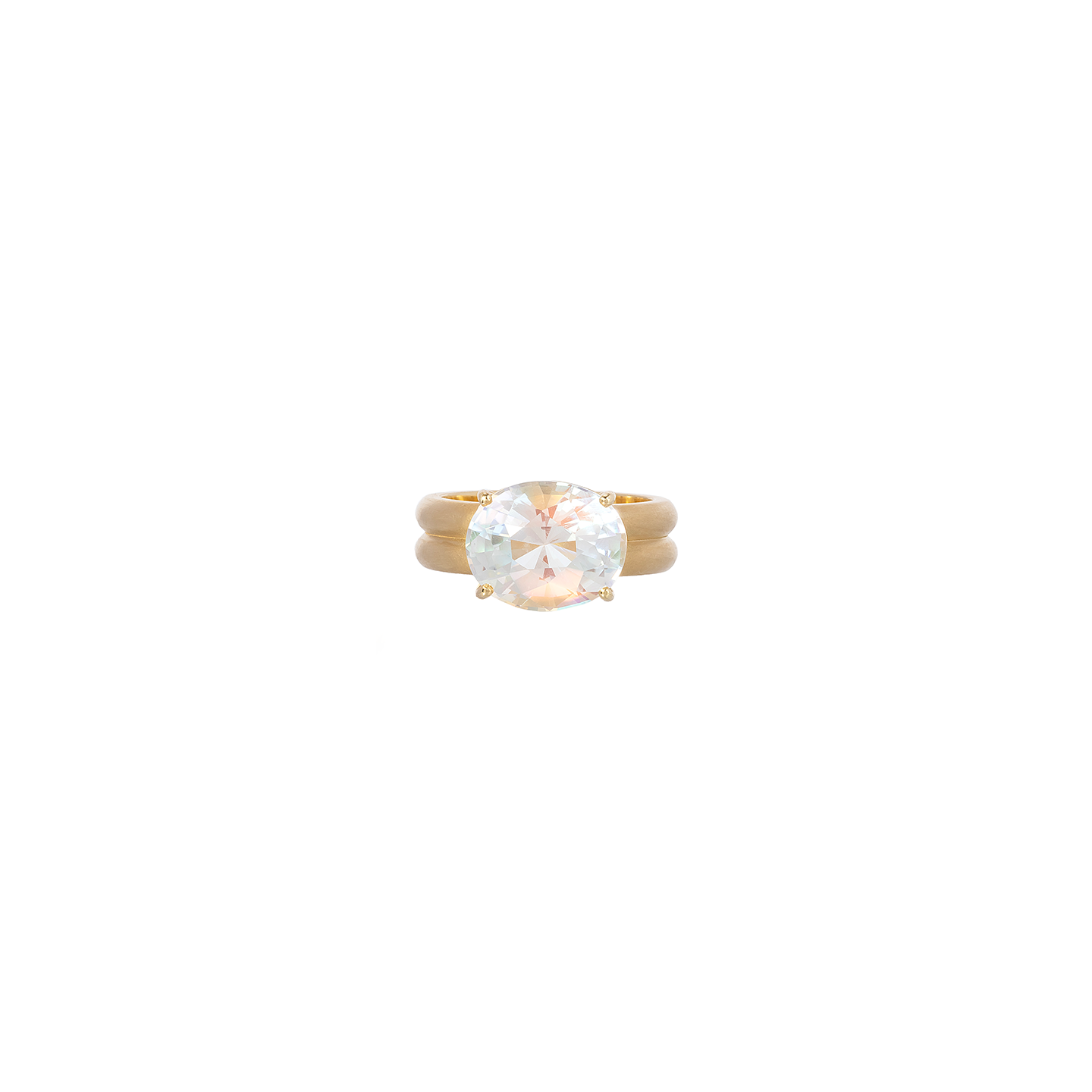 Irene Neuwirth 'Heroic' One-of-a-Kind Rainbow Moonstone Double Band Ring