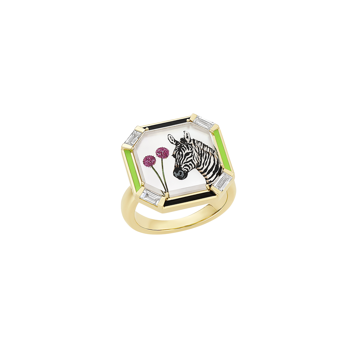 Francesca Villa 'Close Encounters' Zebra Make a Wish Painted Crystal Ring