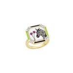 Francesca Villa 'Close Encounters' Zebra Make a Wish Painted Crystal Ring