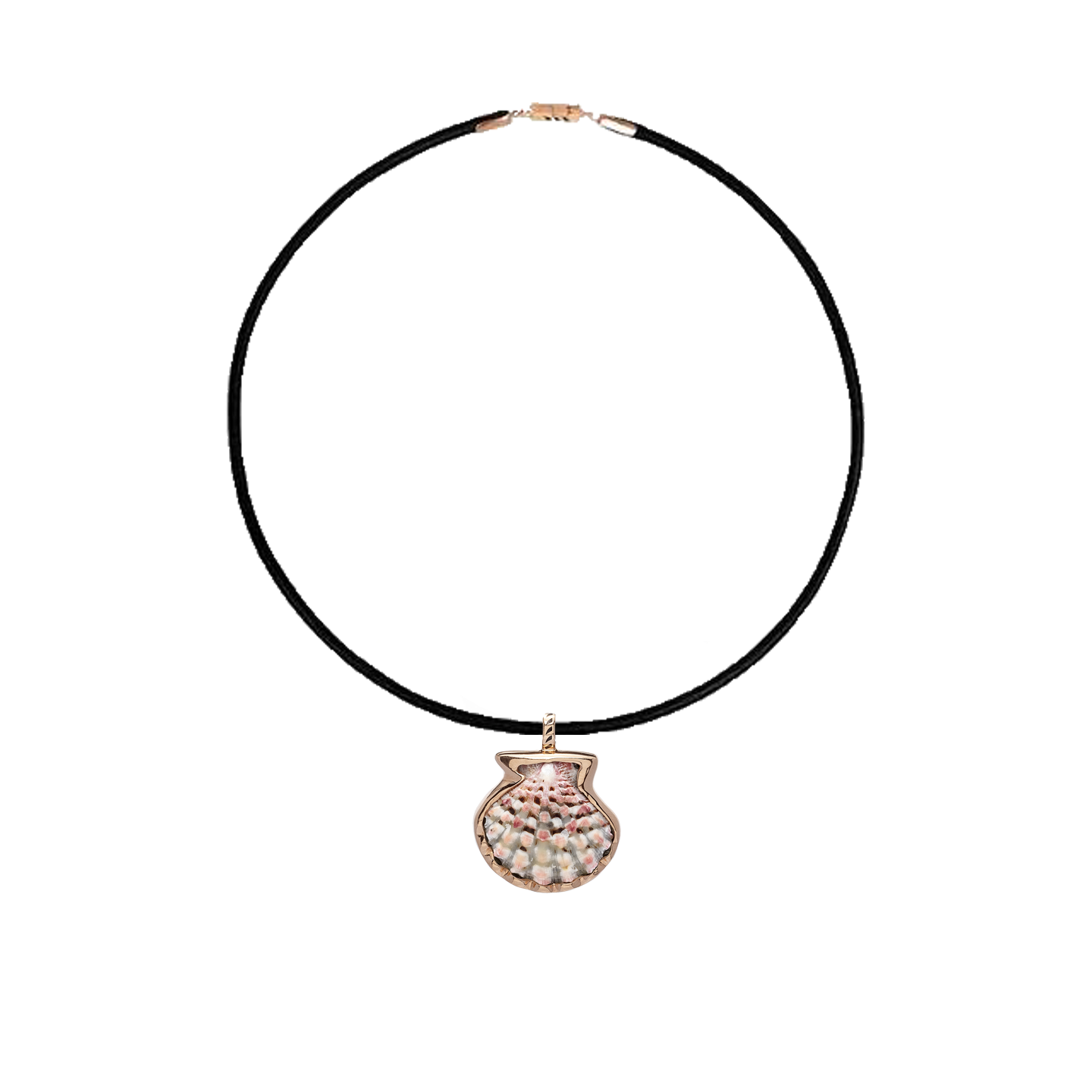 Dezso Natural Clam Shell Charm on Cord Necklace