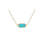 Luis Morais Hexagon Turquoise Bolt Bead Enameled and Carved 'Peace' Ball Chain Necklace