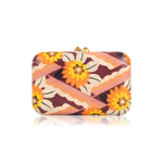 Silvia Furmanovich Rectangular Marquetry Clutch with Pink Flower Motif