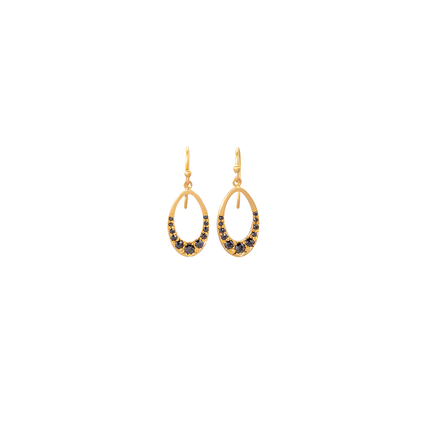 Caroline Ellen Mini Pearshape Doorknocker Black Diamond Earrings