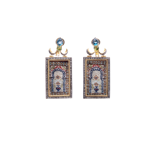 Silvia Furmanovich 'Silk Road' Miniature Carpet Earrings with Diamond, Topaz, and Peridot