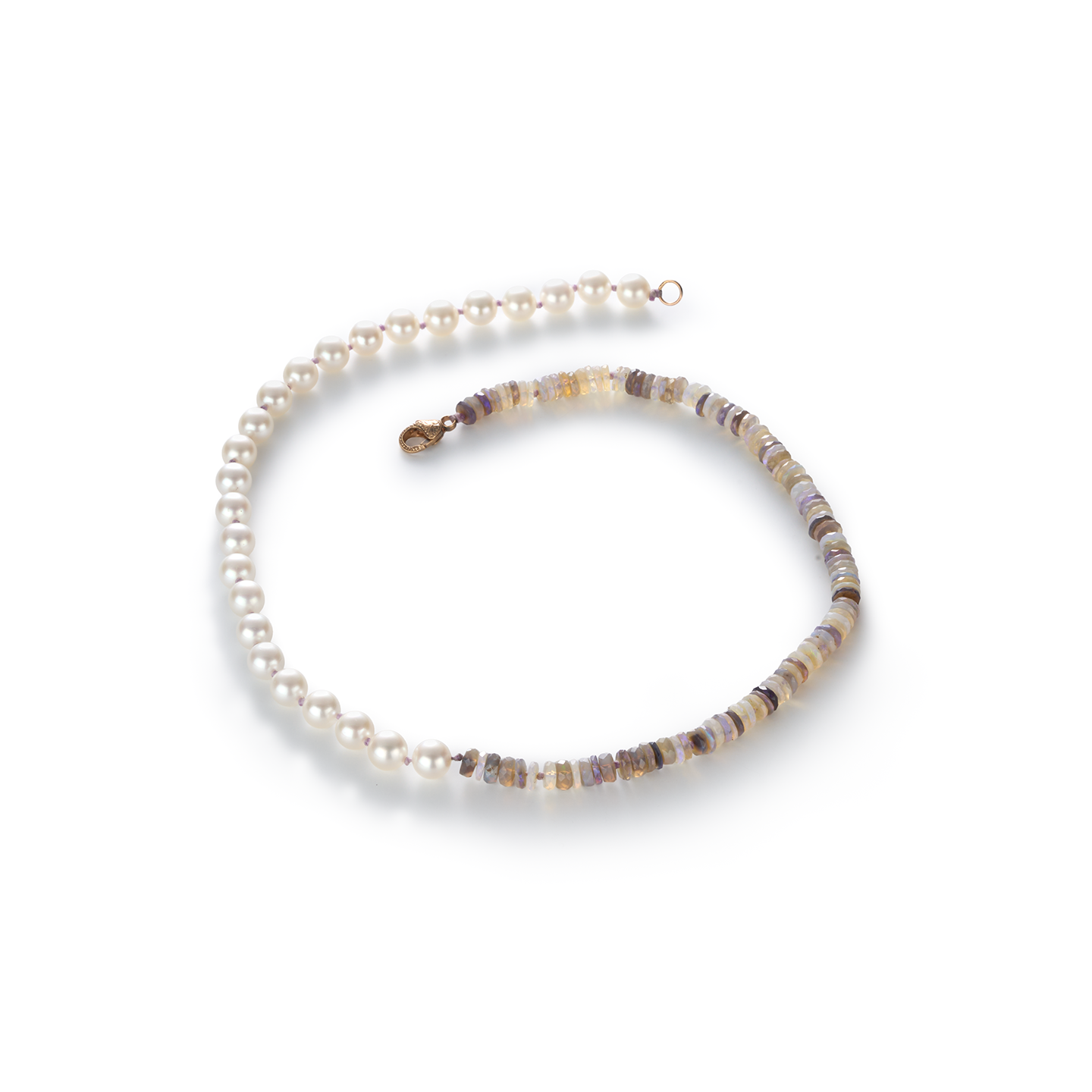 Sylva & Cie Akoya Pearl and Faceted Opal Necklace