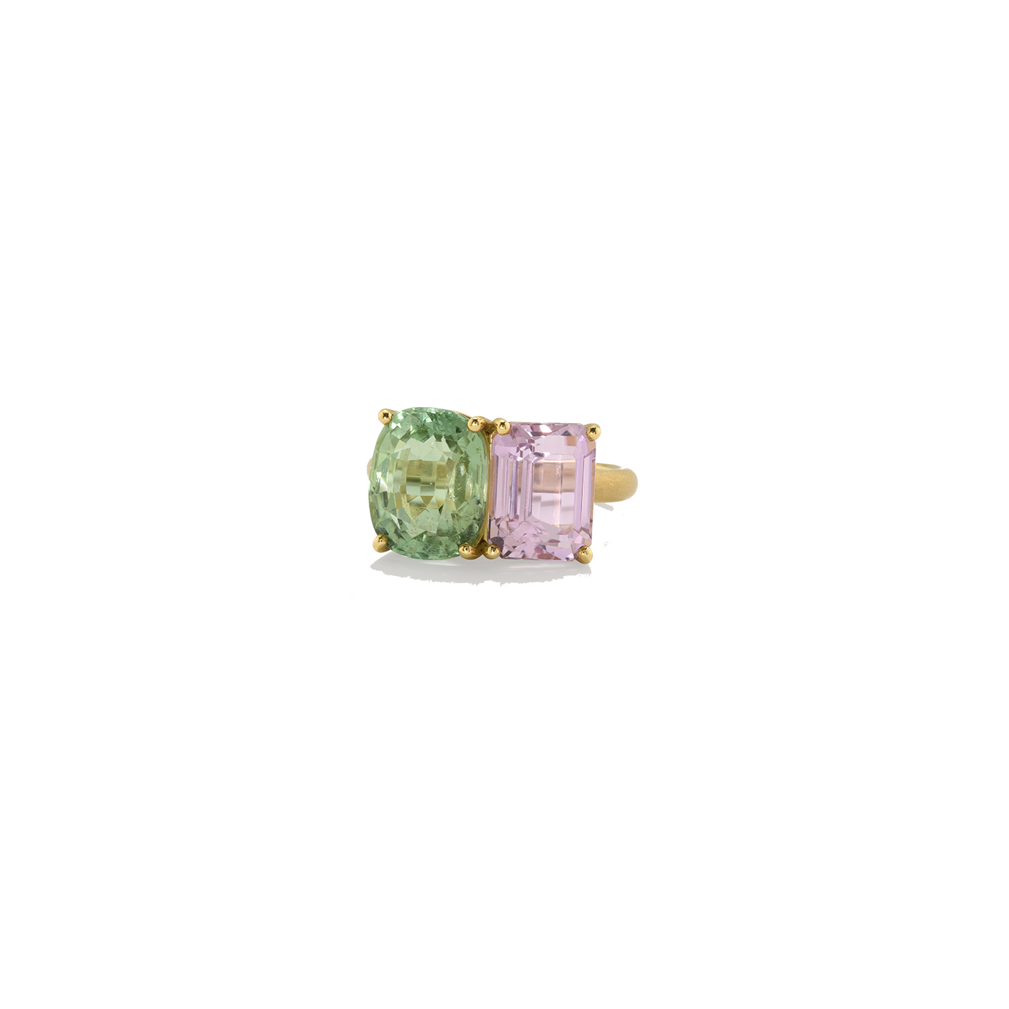 Irene Neuwirth One-of-a-Kind 'Gemmy Gem' Two Stone Ring with Green Tourmaline and Kunzite
