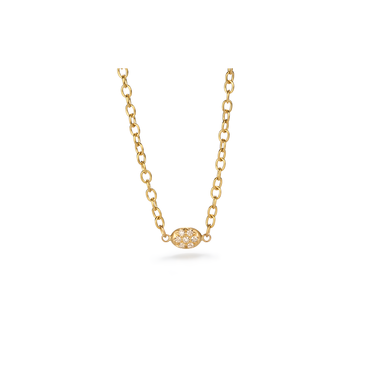 Caroline Ellen Chain Necklace with Cognac Diamond Nugget Centerpiece