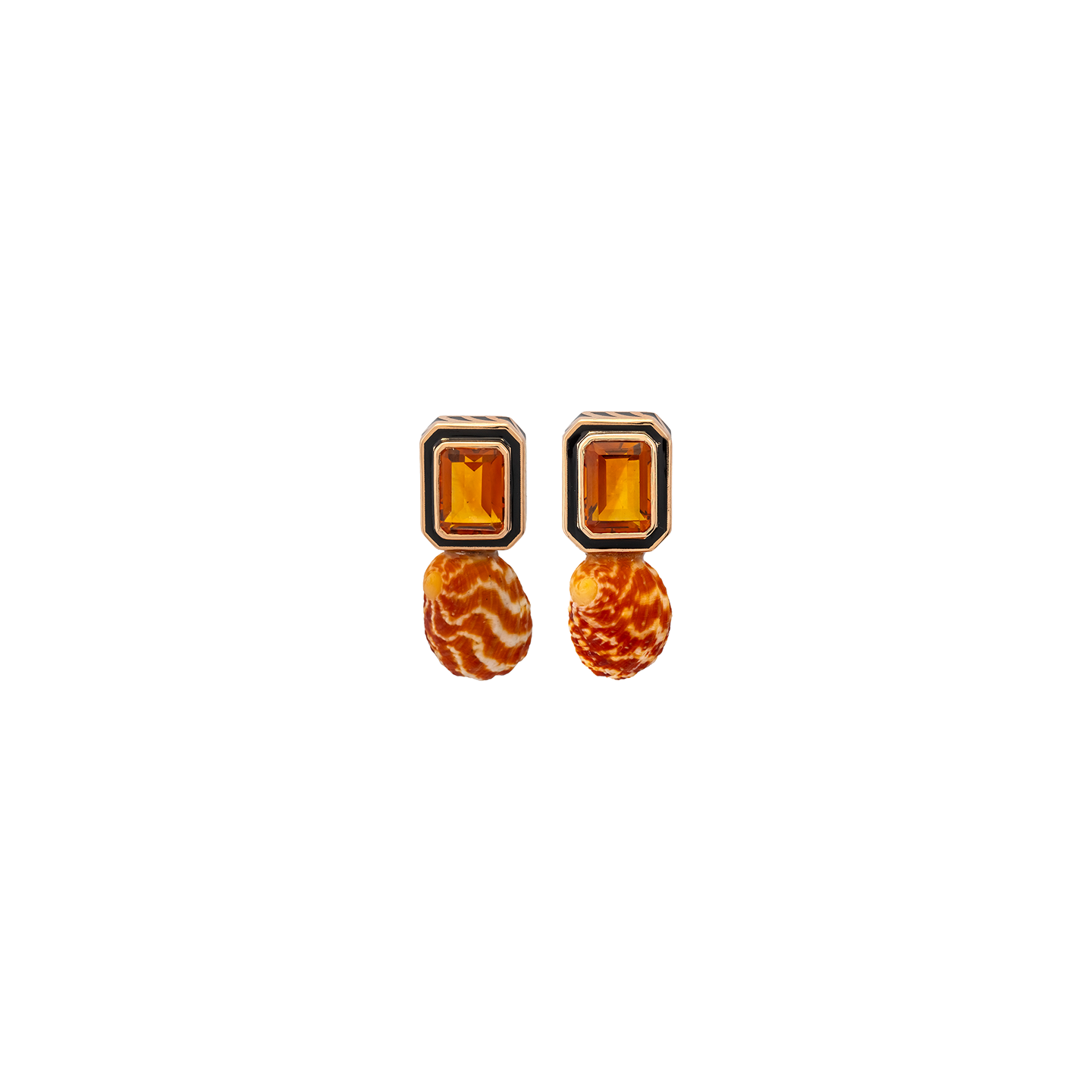 Dezso Petite Natural Turbo Shell Earrings with Citrine