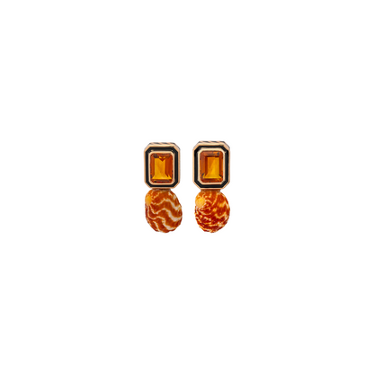 Dezso Petite Natural Turbo Shell Earrings with Citrine