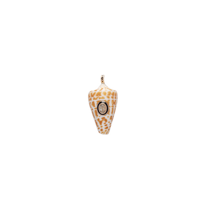 Dezso Tan Cord Necklace with Natural Shell Pendant with Sillimanite