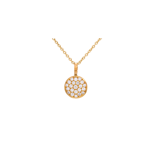 Caroline Ellen Small Pave Diamond Lentil Pendant Necklace