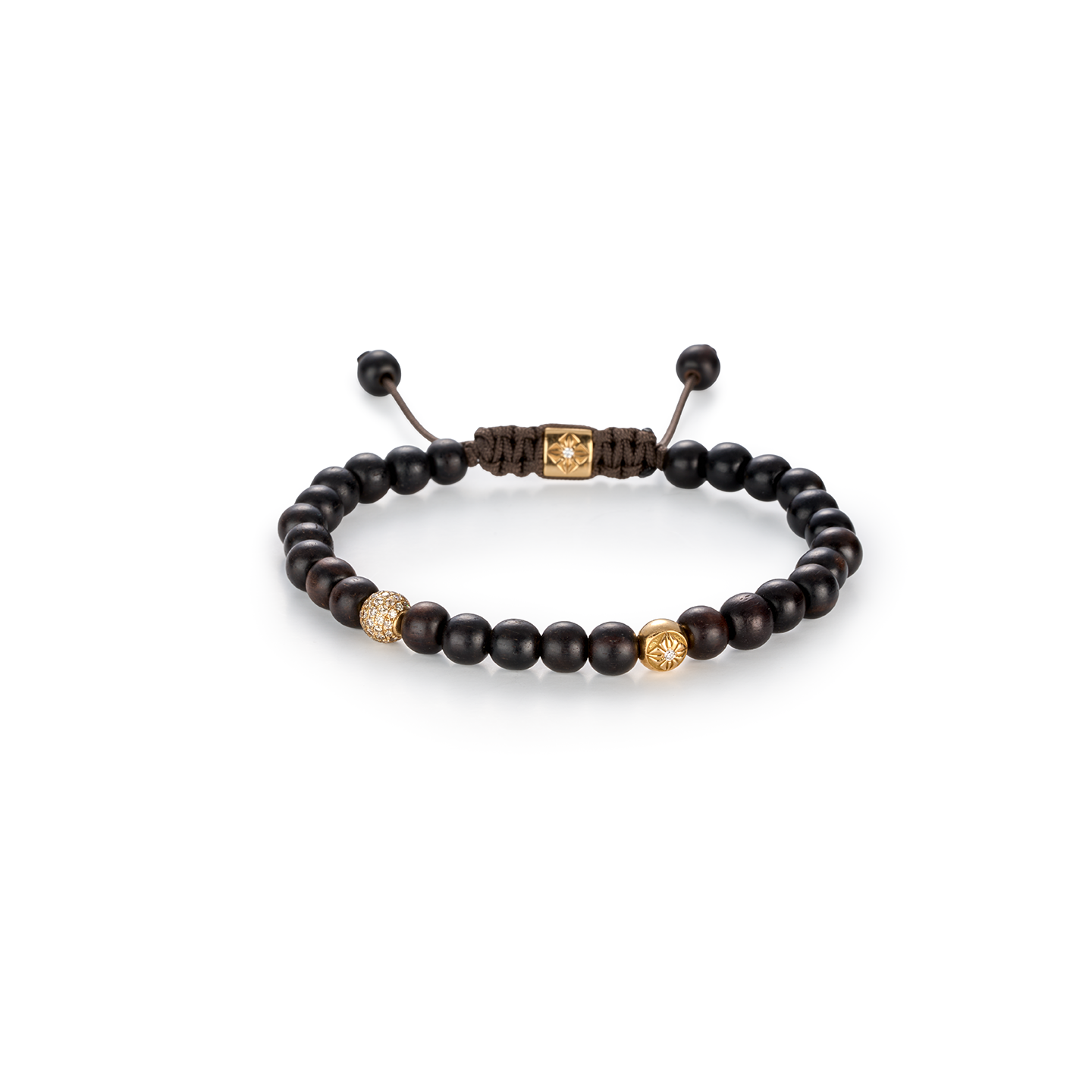 Shamballa Jewels 6mm Non-Braided Ebony Bracelet with Brown Diamond Pave