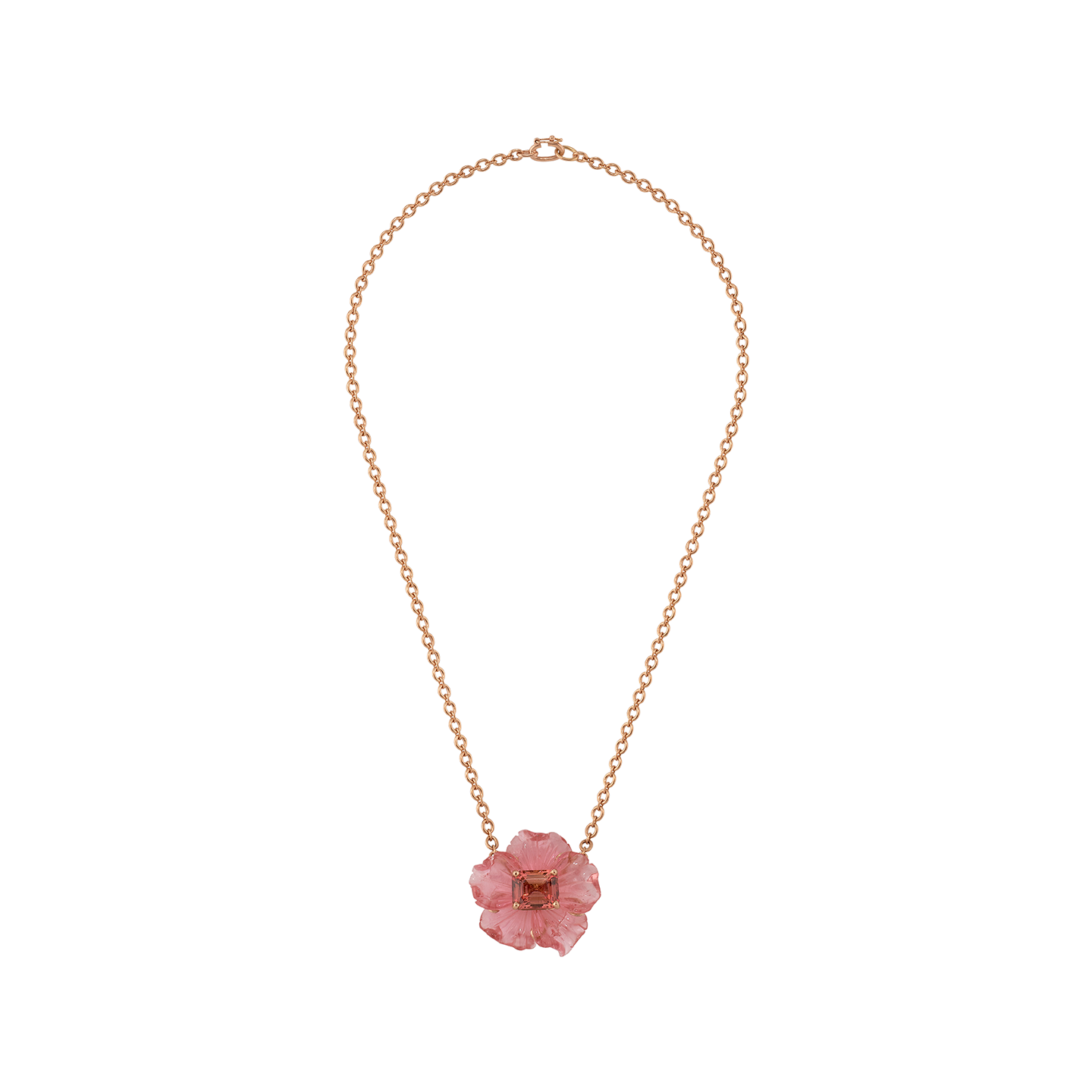 Irene Neuwirth 'Tropical Flower' One-of-a-Kind Carved Pink Tourmaline Necklace
