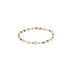 Luis Morais Small Gold Lego Cube on Gemstone Beaded Bracelet