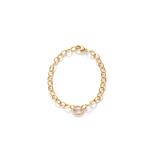 Caroline Ellen Delicate Airy Link Bracelet with Pave Diamond Link
