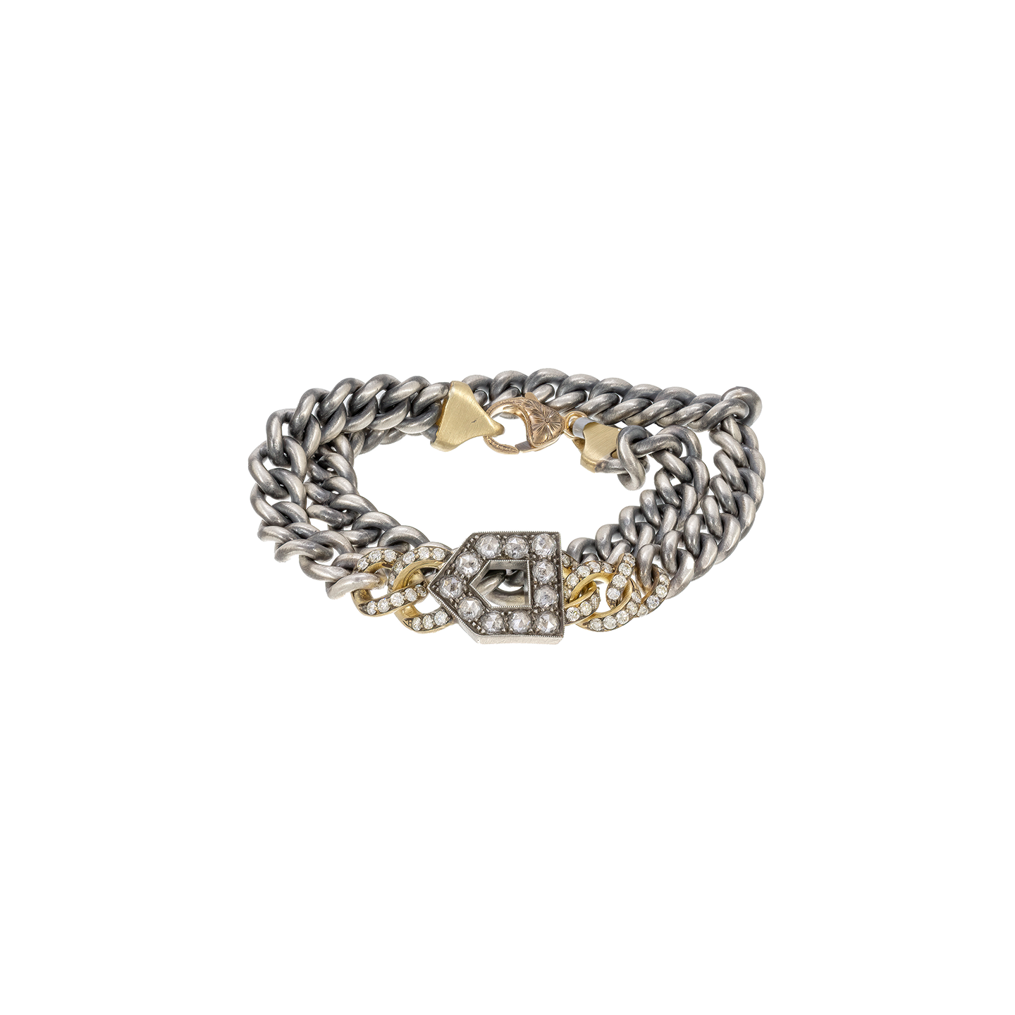 Sylva & Cie Buckle Double Wrap Bracelet with Diamonds