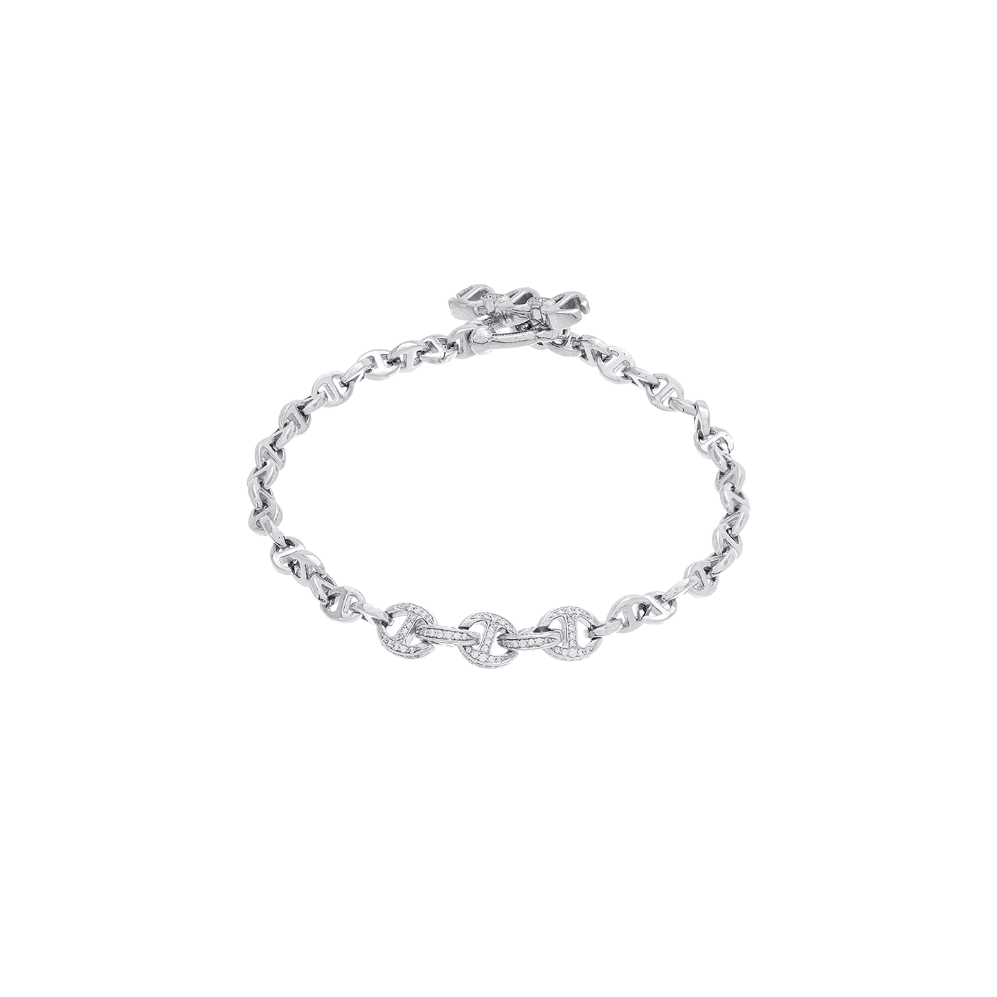 Hoorsenbuhs 3mm Open Link Bracelet with Five 5mm Full Pave Links