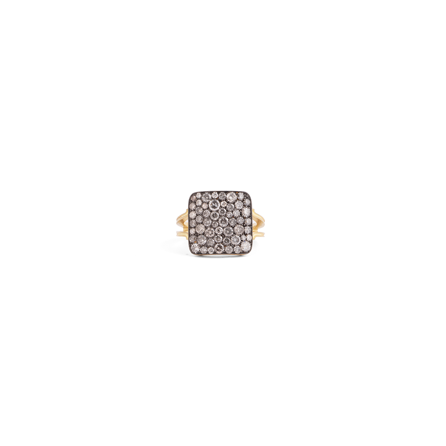 Sylva & Cie Small Ten Table Grey Diamond Ring