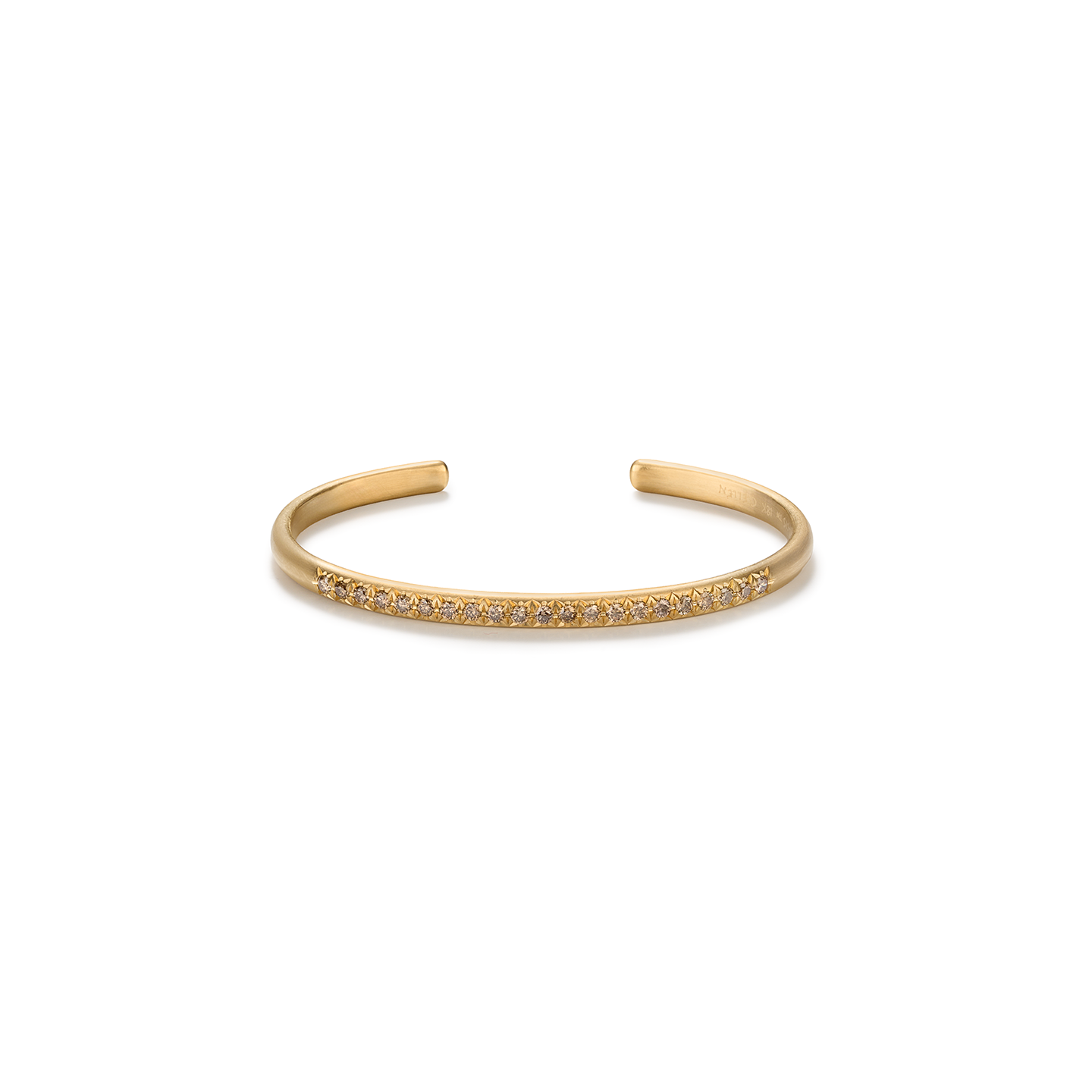 Caroline Ellen Narrow Rounded Cuff Bracelet with Cognac Diamonds