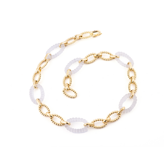 Sylva & Cie Europa Gold and Quartz Link Necklace