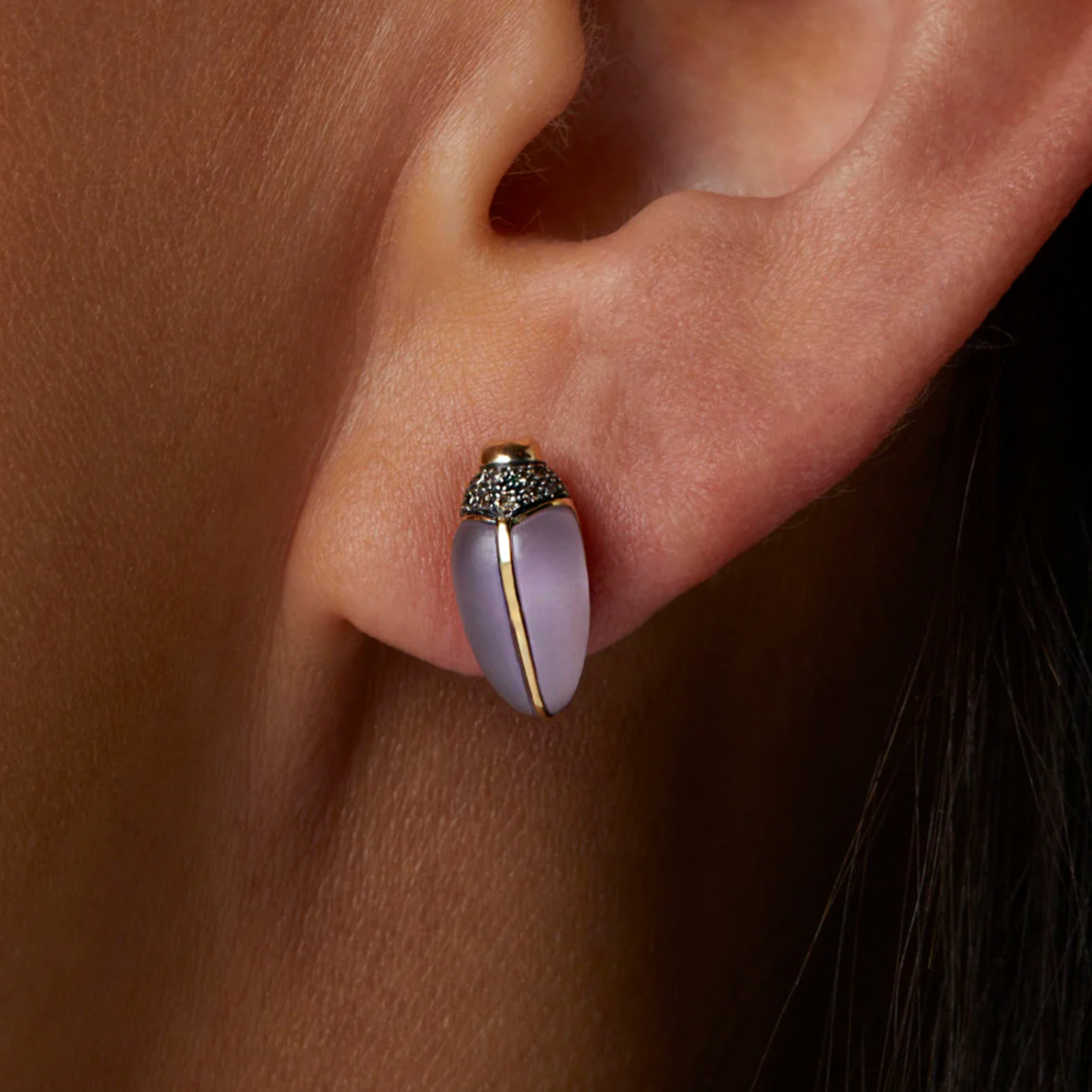 Bibi Van Der Velden Mini Scarab Amethyst Stud - Single