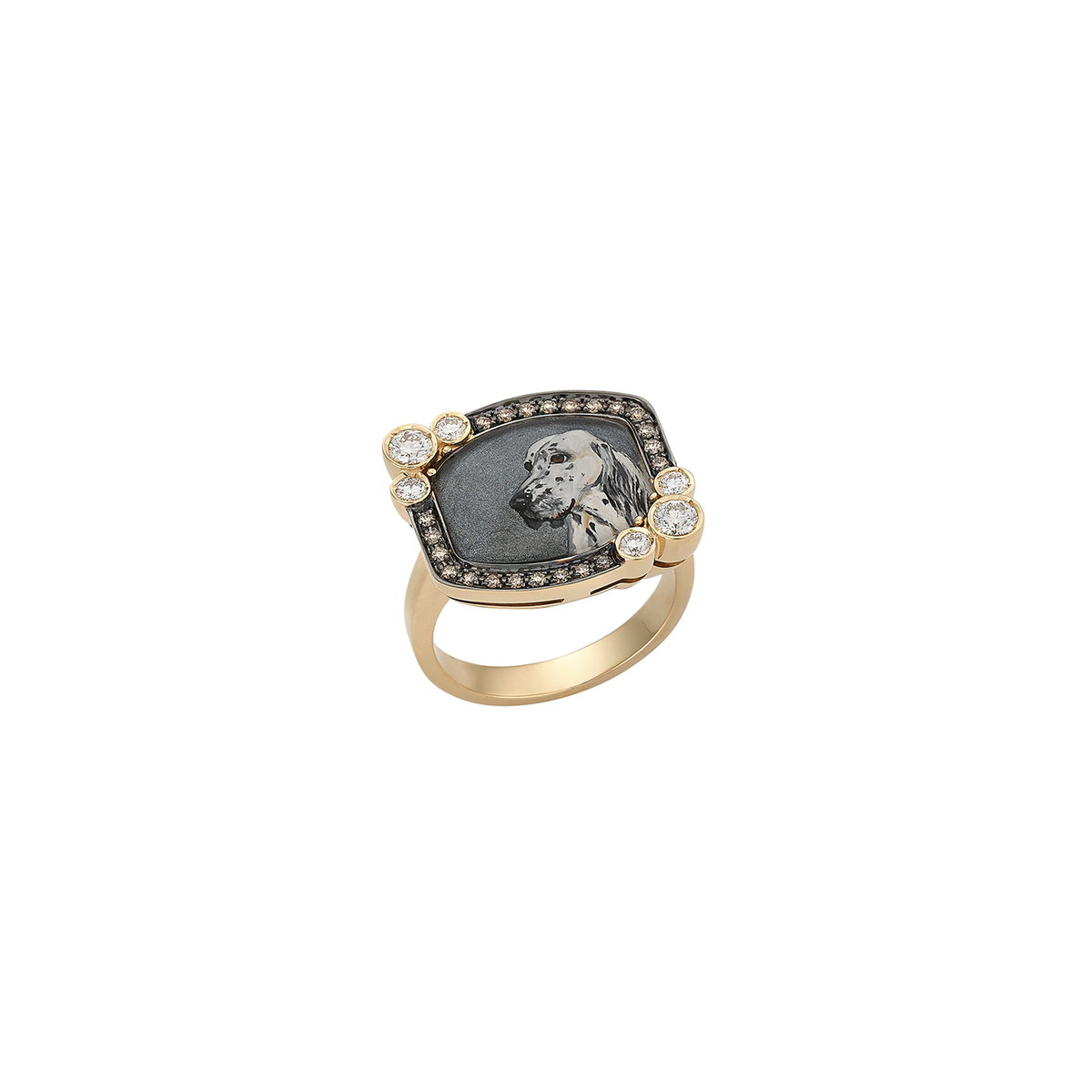 Francesca Villa 'Being Furry' Hand Painted Dog Portrait Ring