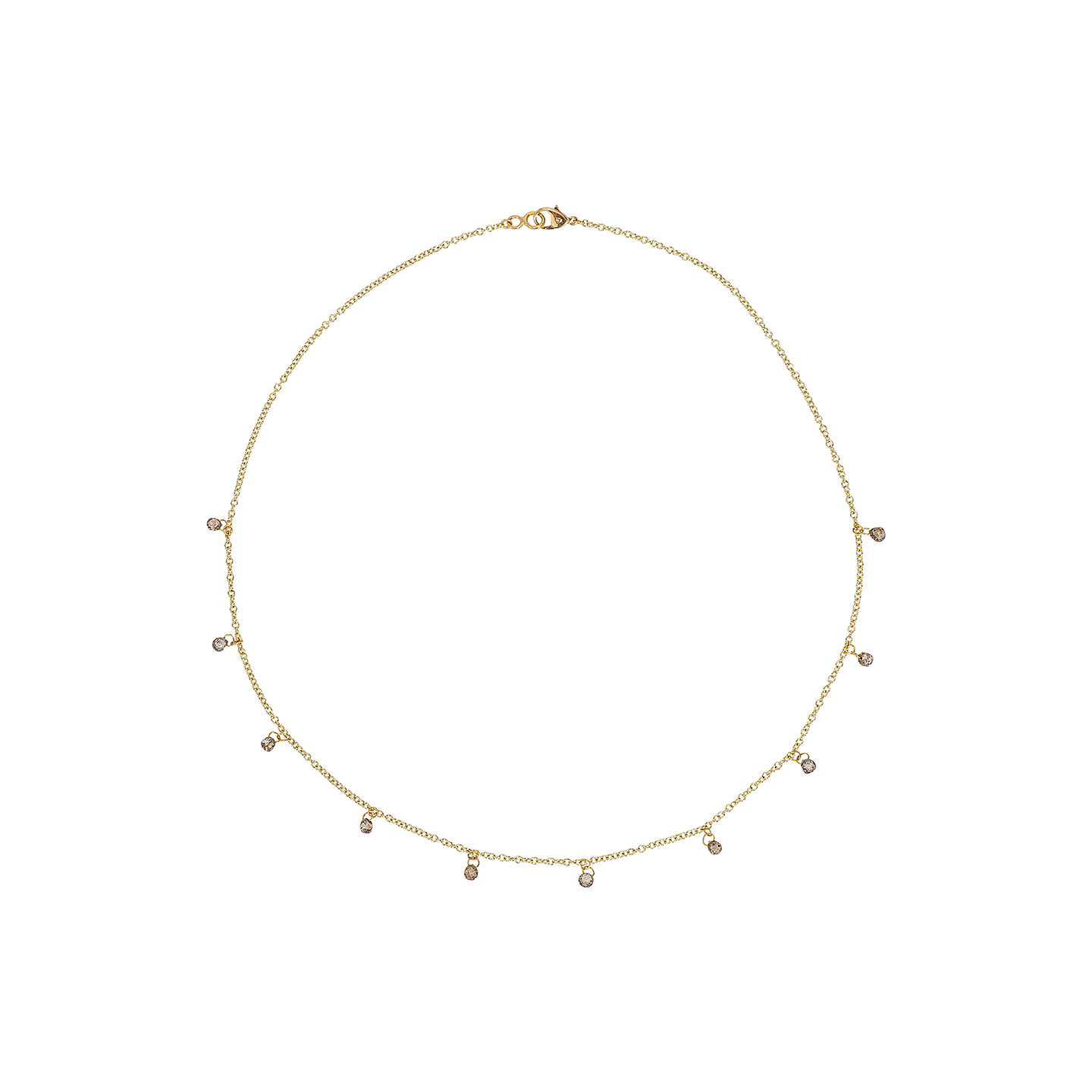 Caroline Ellen Champagne Diamond Briolette Bead Fringe Necklace