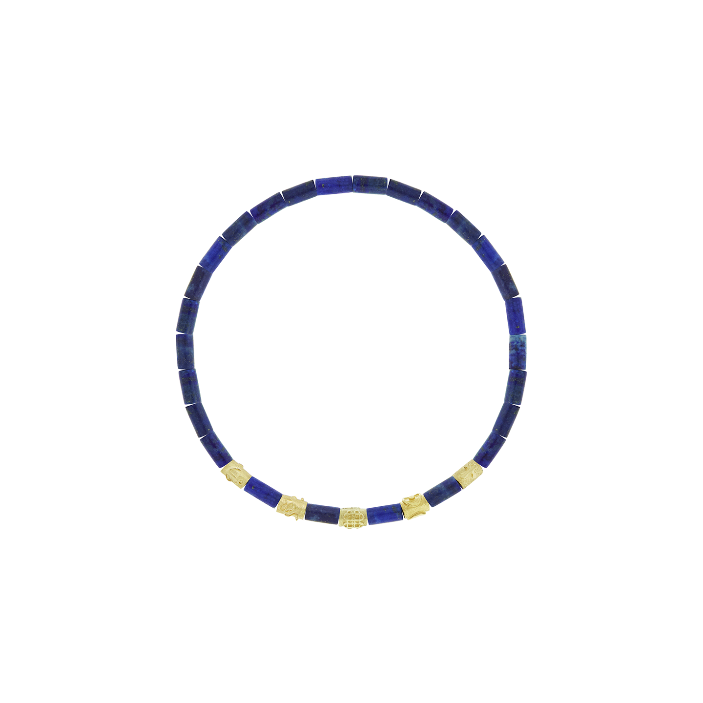 Luis Morais Gold Symbol Spacers on Lapis Beaded Bracelet