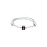 Dezso Classic Carved Onyx Short Bead with Diamonds on Grey Cord Anklet
