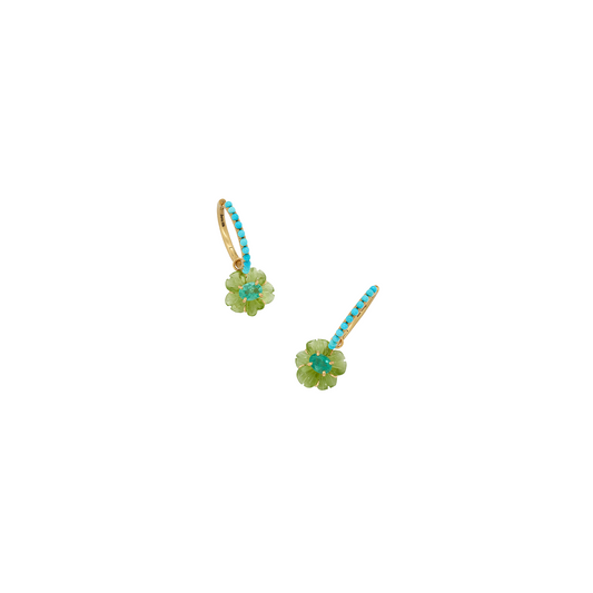 Irene Neuwirth 'Tropical Flower' One-of-a-Kind Peridot and Turquoise Earrings