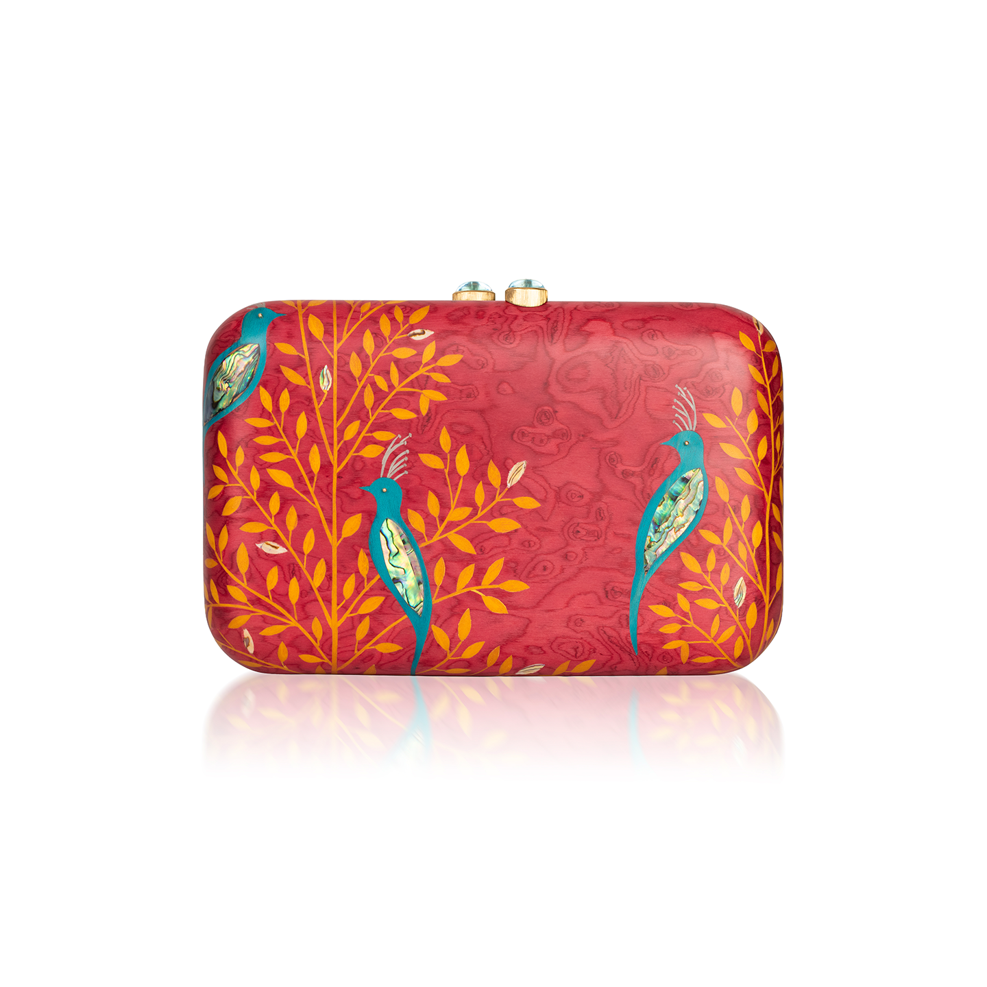 Silvia Furmanovich Marquetry Bird Pattern Clutch