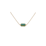 Luis Morais Hexagon Malachite Bolt Bead Enameled and Carved 'Peace' Ball Chain Necklace