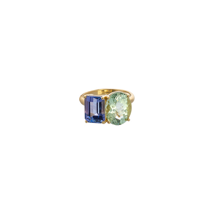 Irene Neuwirth 'Gemmy Gem' One-of-a-Kind Green Tourmaline and Tanzanite Ring