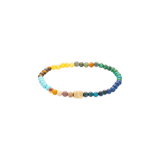 Dripping Symbol ‘Peace’ Ingot on a Gemstone Beaded Bracelet