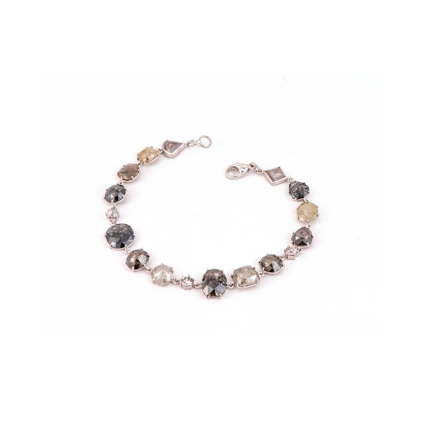 Sylva and Cie Grey Rose Cut and Old Euro Tennis Bracelet