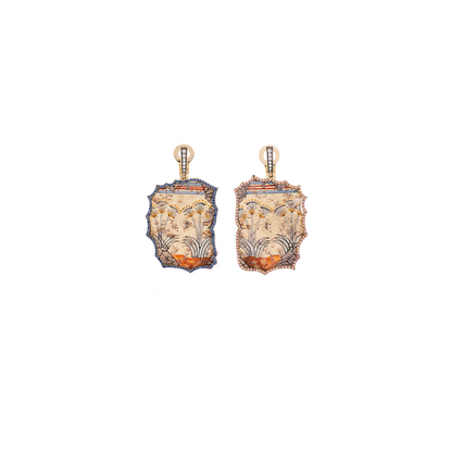 Silvia Furmanovich Egypt Miniature Painting Earrings with Diamonds and Sapphire