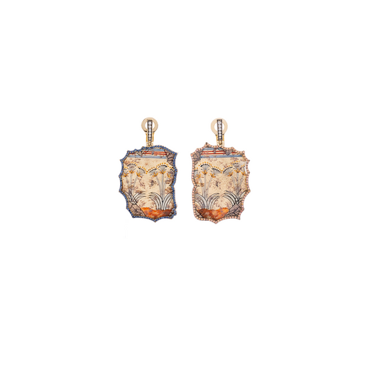 Silvia Furmanovich Egypt Miniature Painting Earrings with Diamonds and Sapphire