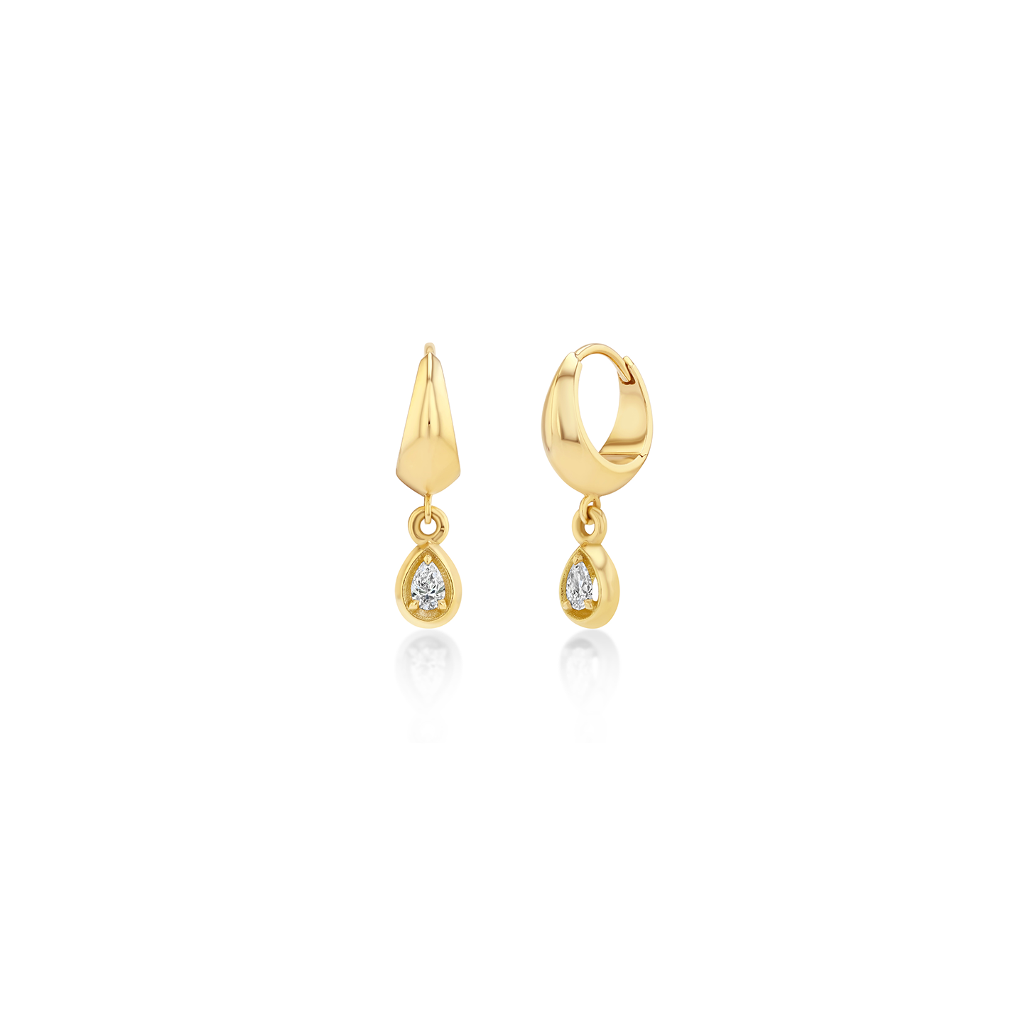 Lizzie Mandler Crescent Hoops with Pear Diamond Drops