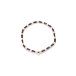 Luis Morais Medium Gold Yellow Enameled Ball Bead with Ruby Trillion on Beaded Bracelet